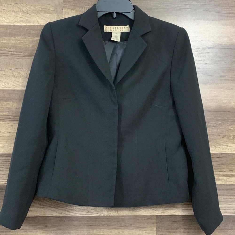 Apostrophe Black Petite Blazer Suit Jacket Size 4